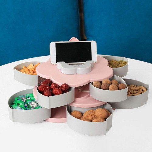 Квітковий 3-ярусний органайзер-менажниця для солодощів і фруктів з підставкою для телефону WO-25