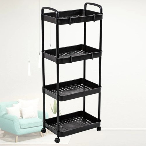 Органайзер-етажерка на коліщатках 4 яруси з гачками для дому та кухні SKLM-11