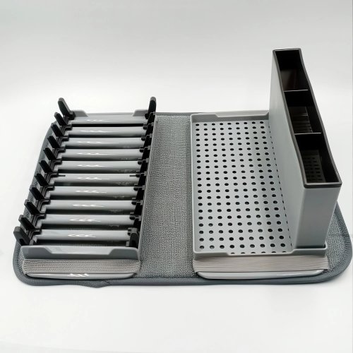 Кухонна сушарка для посуду з підставкою 41,5×33×13,5 см: піддон + мікрофібровий килимок