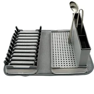 Кухонна сушарка для посуду з підставкою 41,5×33×13,5 см: піддон + мікрофібровий килимок