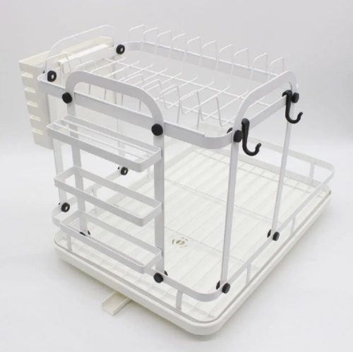 Двоярусна сушарка для посуду з відливом, 42×33×30 см, функціональна