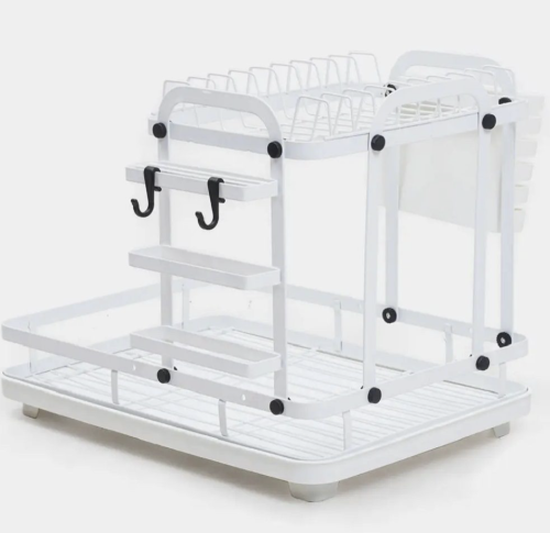 Двоярусна сушарка для посуду з відливом, 42×33×30 см, функціональна