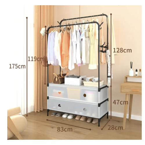 Підлоговий органайзер MJPP83: полиця для взуття + стійка-вішалка для одягу, для дому