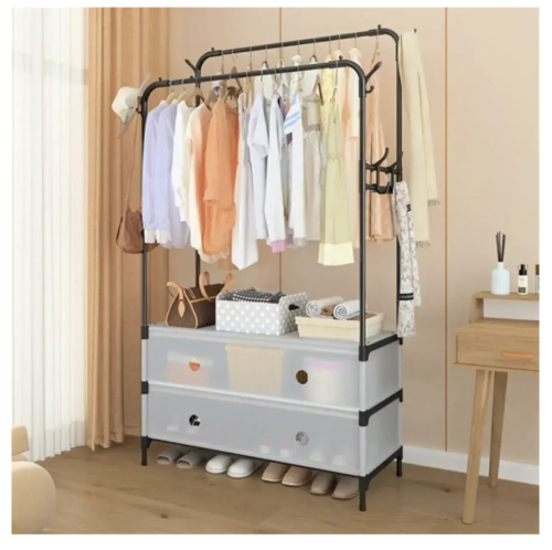 Підлоговий органайзер MJPP83: полиця для взуття + стійка-вішалка для одягу, для дому