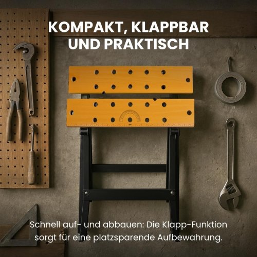 Розкладний робочий стіл-верстак Vorel FT 560×780×620 мм для майстерні