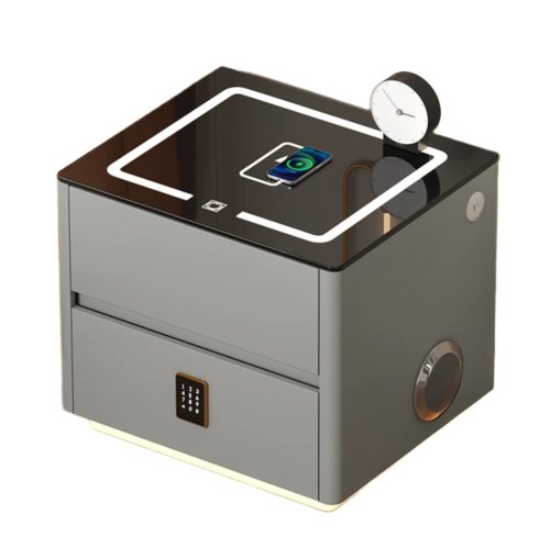 Смарт-приліжкова LED тумба QYJXF02: бездротова зарядка, Bluetooth і кодовий замок