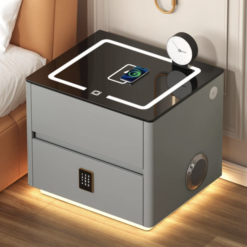 Смарт-приліжкова LED тумба QYJXF02: бездротова зарядка, Bluetooth і кодовий замок