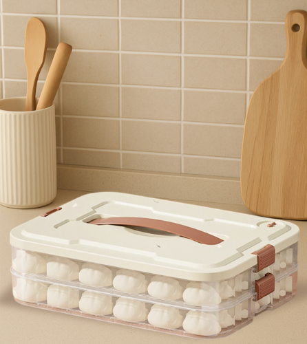 Дворівневий пластиковий контейнер для заморожування пельменів і вареників 30,5×22,5×7,5 см