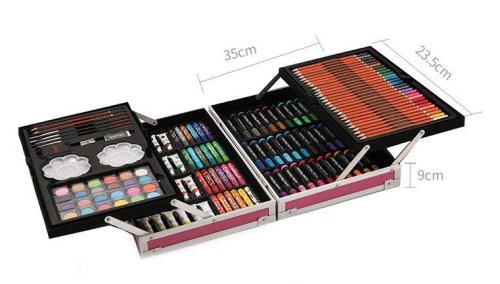 Набір для малювання й творчості «Єдиноріг» 145 предметів, двоярусний кейс, рожевий