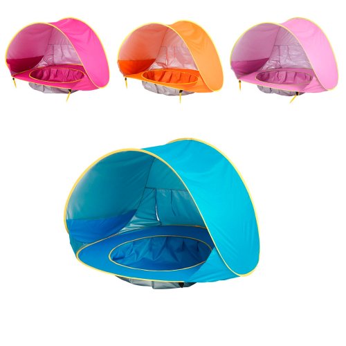 Дитячий пляжний намет-автомат з басейном 117×79 см, тент для малюків, UPF 50+ UV захист
