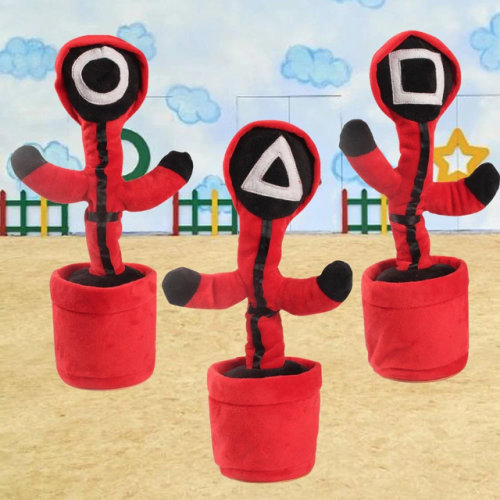 М’яка іграшка-повторюшка «Гра в кальмара»: танцюючий співаючий кактус Squid Game