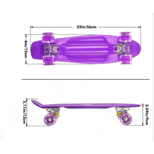 Дитячий пенніборд Penny Board Fish Skateboards: скейт-дошка з підсвіткою коліс