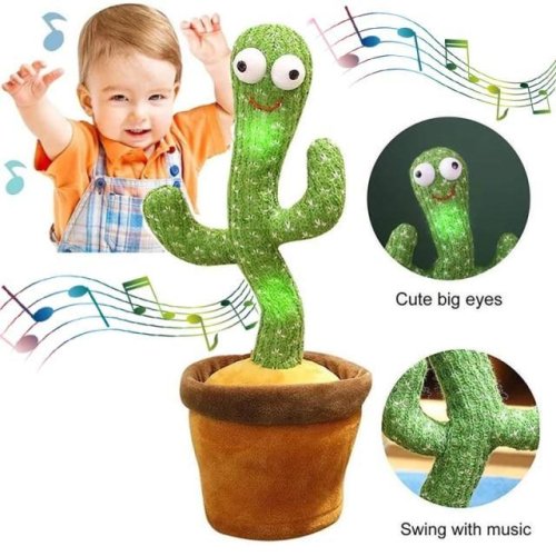 Музична іграшка кактус Dancing Cactus TikTok: танцює, співає, підсвітка, повторює, USB зарядка