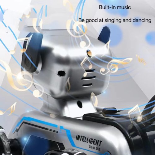 Радіокерований робот-пес Stunt Robot Dog на колесах: вбудований динамік і LED-підсвітка