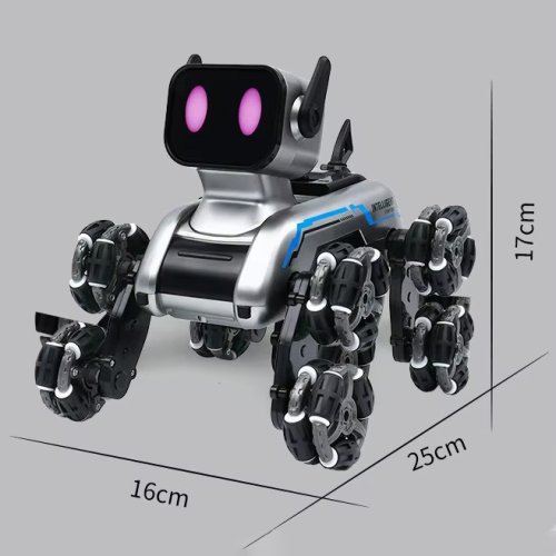 Радіокерований робот-пес Stunt Robot Dog на колесах: вбудований динамік і LED-підсвітка