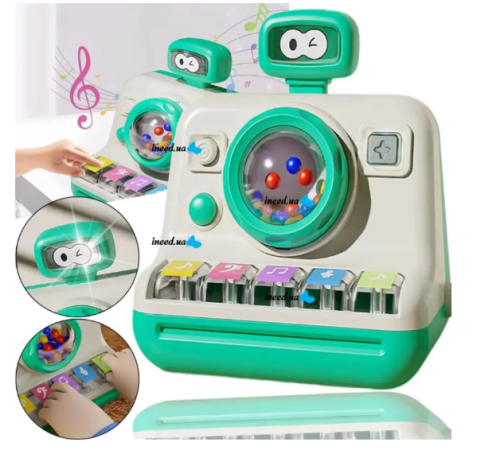 Міні-піаніно іграшкове з музикою та підсвіткою, електросинтезатор на батарейках, Монтессорі, 18м+