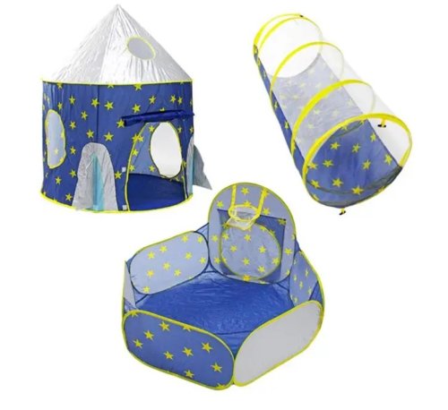 Дитячий ігровий намет 3-в-1: замок-будиночок з тунелем і сухим басейном
