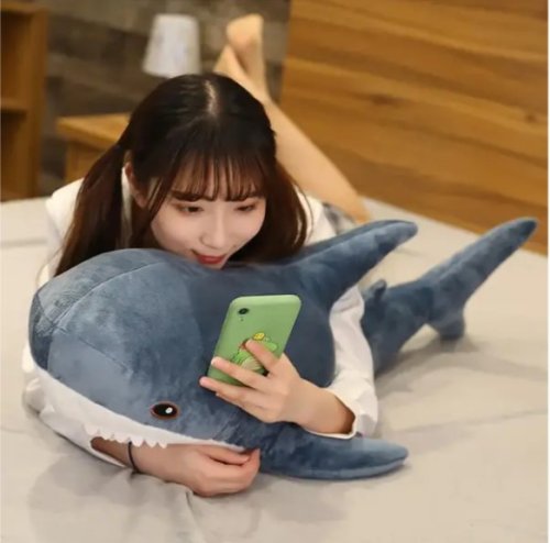Дитяча плюшева іграшка акула-обіймашка 140 см, м’яка подушка-обнімашка