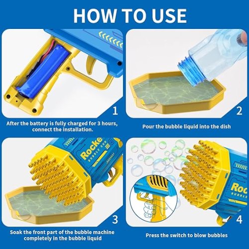 Гарматa мильних бульбашок Bazooka Rocket Bubble Gun 69 з підсвіткою та багатьма отворами