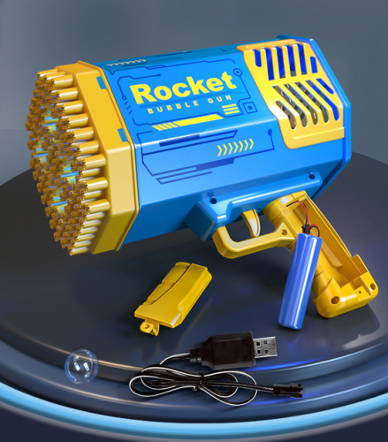 Гарматa мильних бульбашок Bazooka Rocket Bubble Gun 69 з підсвіткою та багатьма отворами