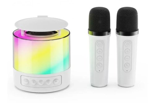 Портативна колонка K19 з караоке: 2 бездротові мікрофони, RGB-підсвітка, Bluetooth 5.3