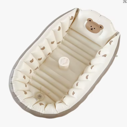 Портативна надувна ванночка для малюків з антиковзним дном та насосом