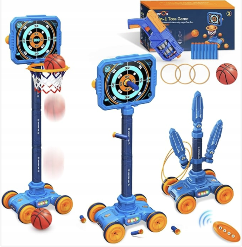 Дитячий тир 3в1 801-17: баскетбол, пістолет і мобільна мішень (набір для дітей)