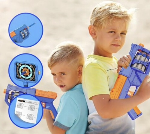 Дитячий тир 3в1 801-17: баскетбол, пістолет і мобільна мішень (набір для дітей)