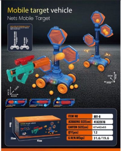 Дитячий тир 801-8: пістолет із мобільною мішенню, ігровий набір для влучності та розваг