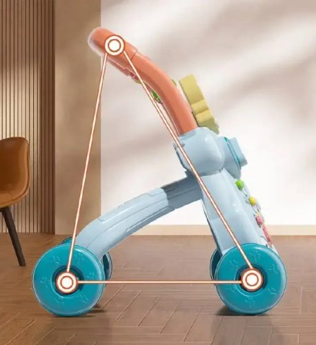 Дитячі ходунки-каталка 4в1 з розвивальним центром: сортер, шестерні, баскетбольне кільце