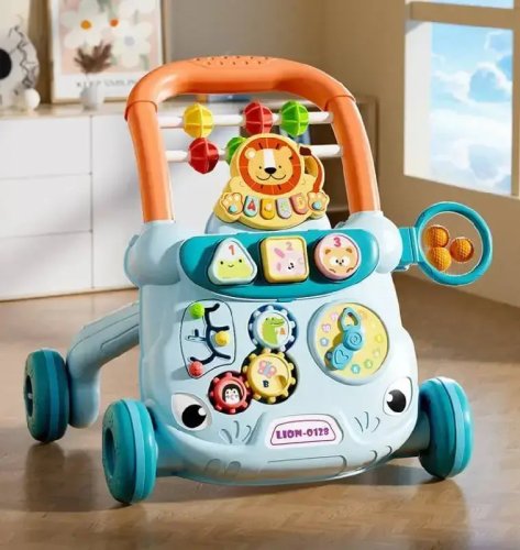 Дитячі ходунки-каталка 4в1 з розвивальним центром: сортер, шестерні, баскетбольне кільце