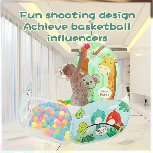Дитячий ігровий манеж-басейн для м’ячиків з текстильним кошиком для малюків