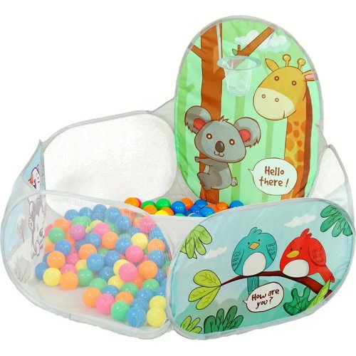 Дитячий ігровий манеж-басейн для м’ячиків з текстильним кошиком для малюків