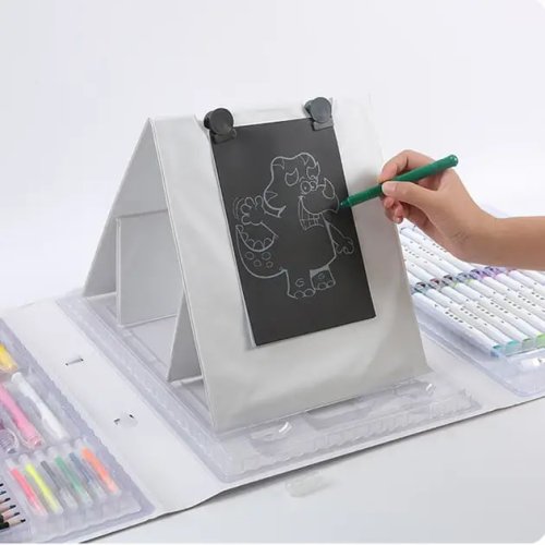 Дитячий набір для малювання 007: 98 предметів, мольберт у кейсі, набір для творчості