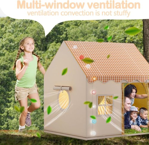 Складна дитяча палатка-будиночок з віконцями та дахом, велика ігрова палатка для дітей