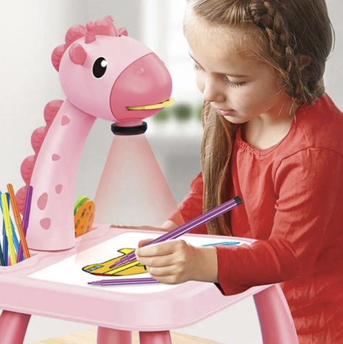 Дитячий музичний стіл-проектор для малювання з підсвічуванням, жираф Projector Painting