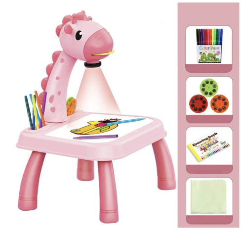 Дитячий музичний стіл-проектор для малювання з підсвічуванням, жираф Projector Painting