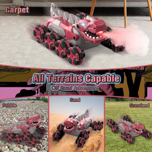 Трюкова іграшка-динозавр на радіокеруванні A-Toys 2209, 8-колісний робот-машинка