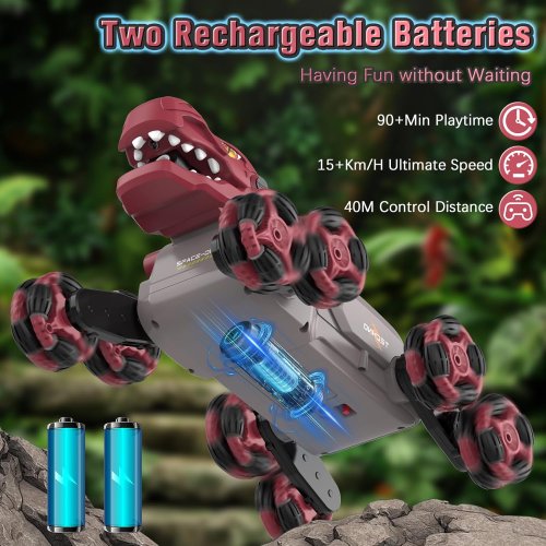 Трюкова іграшка-динозавр на радіокеруванні A-Toys 2209, 8-колісний робот-машинка