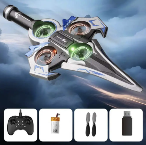 Радіокерований дрон-літак Drone KS-199 «літаючий меч» з трюками 360° та LED-підсвіткою