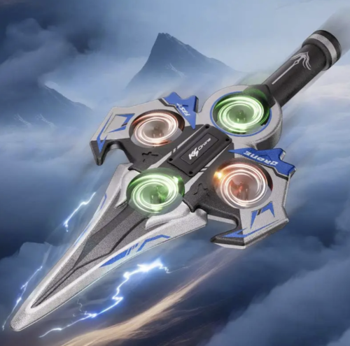 Радіокерований дрон-літак Drone KS-199 «літаючий меч» з трюками 360° та LED-підсвіткою