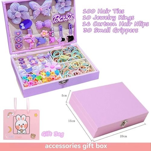 Подарунковий дитячий набір аксесуарів для волосся Kuromi: шпильки та гумки