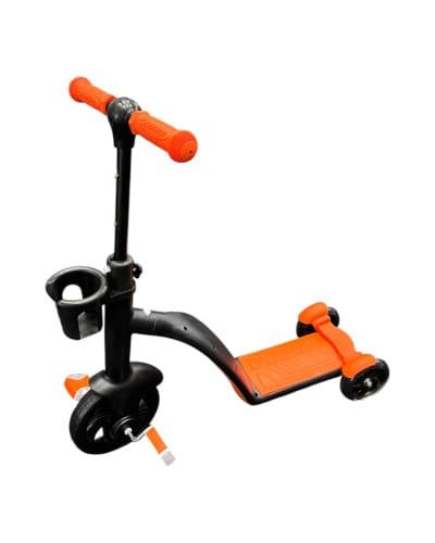 Дитячий триколісний самокат‑велобіг‑велосипед 3в1 SCO93 з сидінням, помаранчевий трансформер для прогулянок