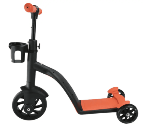 Дитячий триколісний самокат‑велобіг‑велосипед 3в1 SCO93 з сидінням, помаранчевий трансформер для прогулянок