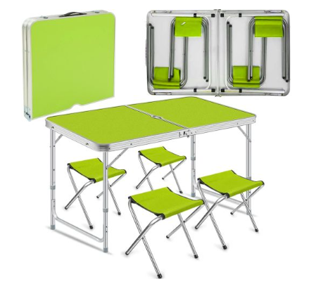 Розкладний стіл-валіза з 4 стільцями Folding Table для пікніка, риболовлі та дачі 120×60 см