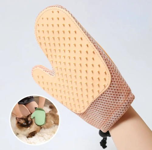 Рукавичка-щітка 2в1 XL-147: вичісування котів і собак та зняття шерсті з меблів/тканин, двостороння масажна