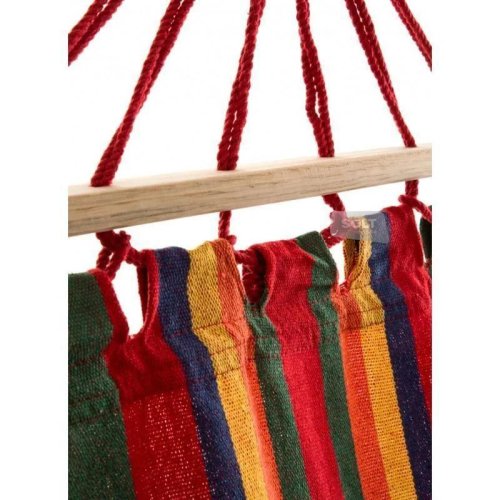 Гавайський посилений бавовняний гамак з дерев'яними перекладинами 80×200 см, підвісний садовий