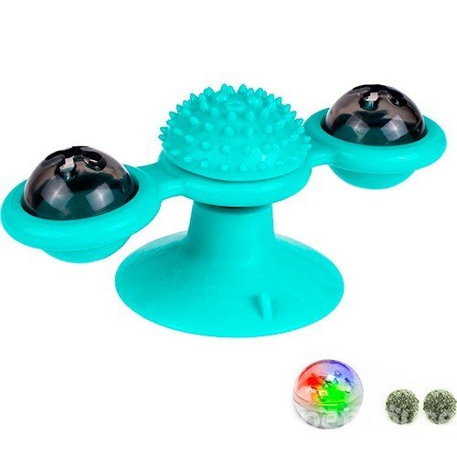 Інтелектуальна іграшка-спіннер для кота Rotate Windmill: млинок з щіткою для зубів