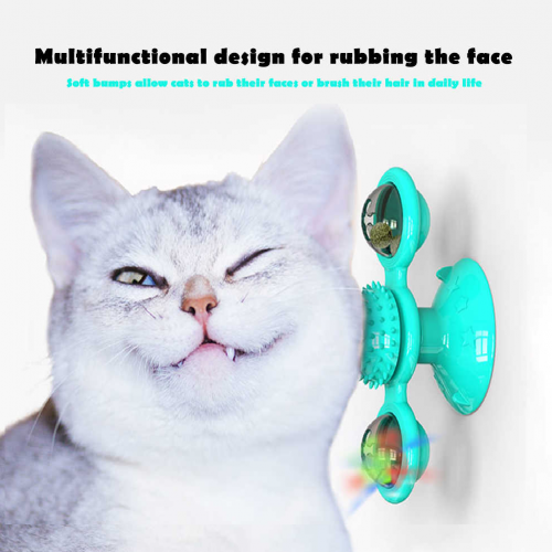 Інтелектуальна іграшка-спіннер для кота Rotate Windmill: млинок з щіткою для зубів