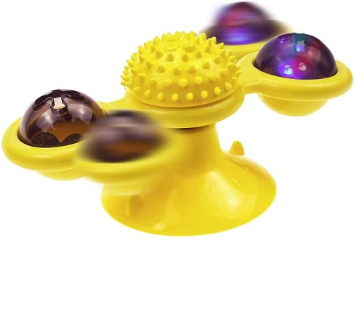 Інтелектуальна іграшка-спіннер для кота Rotate Windmill: млинок з щіткою для зубів